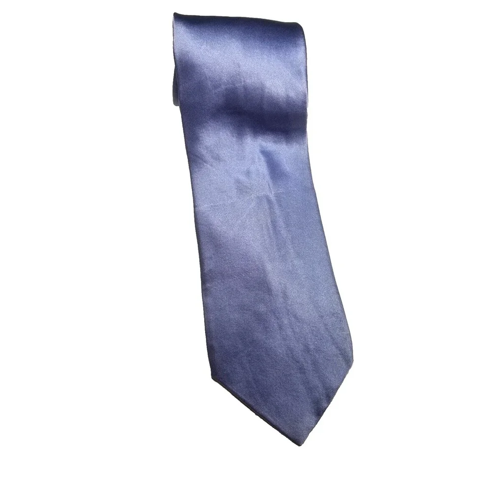Murano Light Steel Blue Smooth 100% Silk Pointed Tie‎ USA